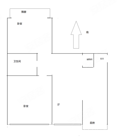 长庆街954号小区2室1厅1卫70㎡南北84万