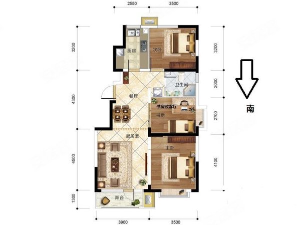 中建幸福城3室2厅1卫102㎡南北145万