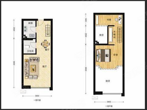 港龙双星叠座2室1厅2卫64㎡南47.6万