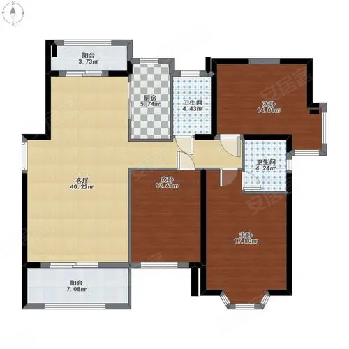 融信上江城3室2厅2卫102.94㎡南北99万