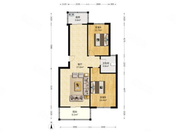 铭世首府2室2厅1卫88㎡南北32.8万