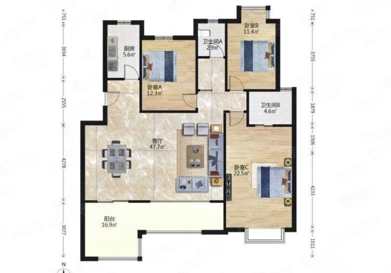 大开间! 房型好!户型方正!  看房方便!