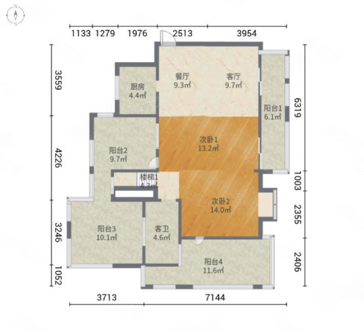 招商卡达凯斯4室2厅3卫158.75㎡东南180万