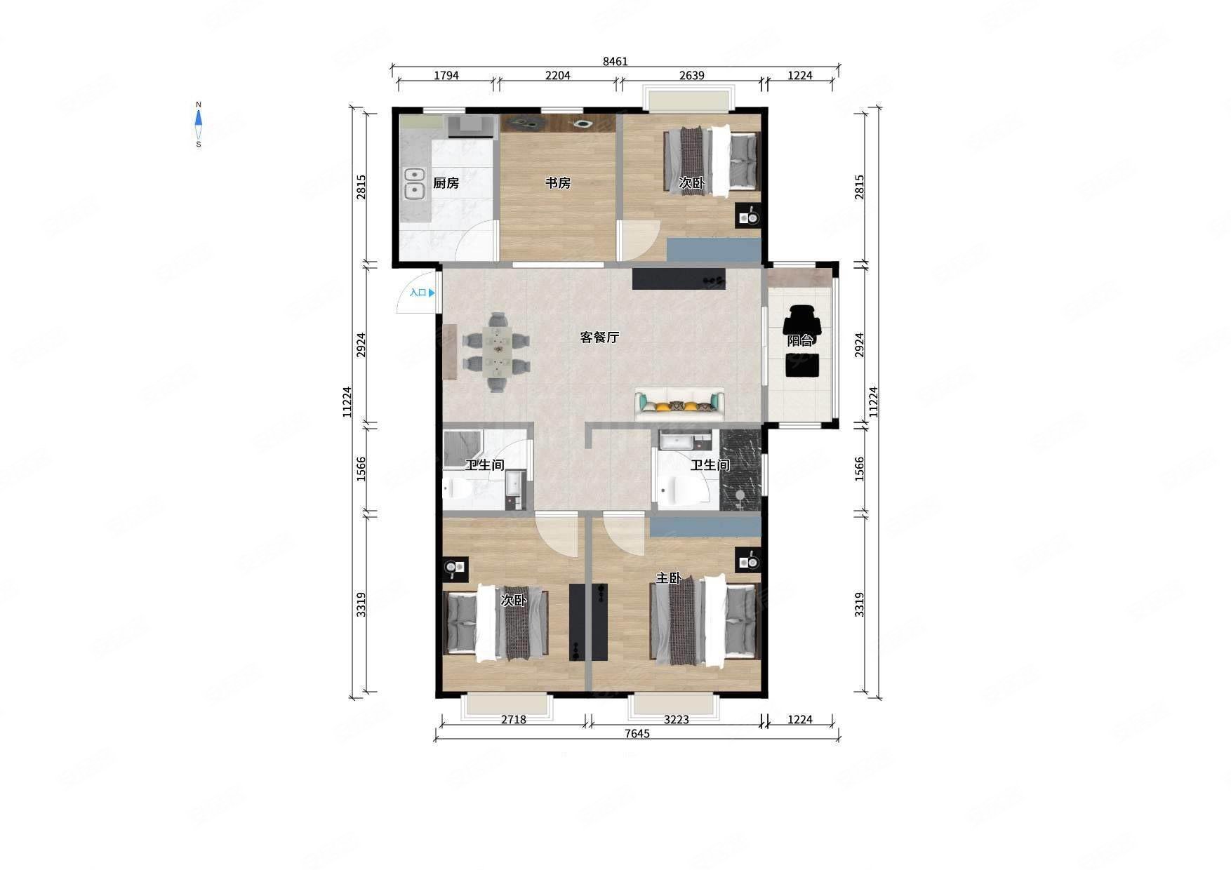 红星紫郡地铁口精装4房电梯中层知乎装修60w