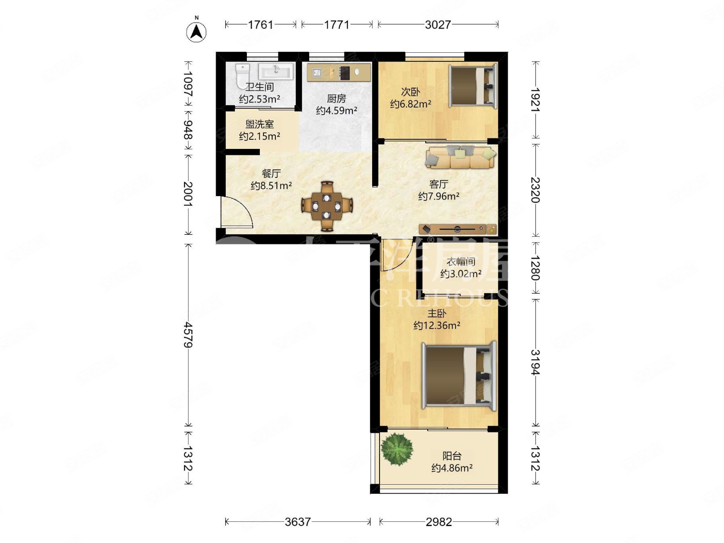 昌七小区2室1厅1卫58.49㎡南北315万