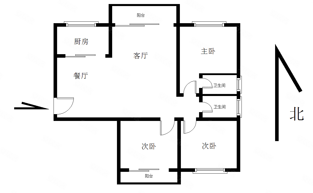 价万二开头 万达旁九龙小区毛坯三面采光刚需3房无遮挡