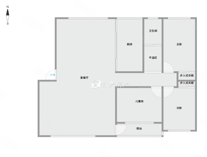 鑫苑花园3室2厅1卫139㎡南北89万