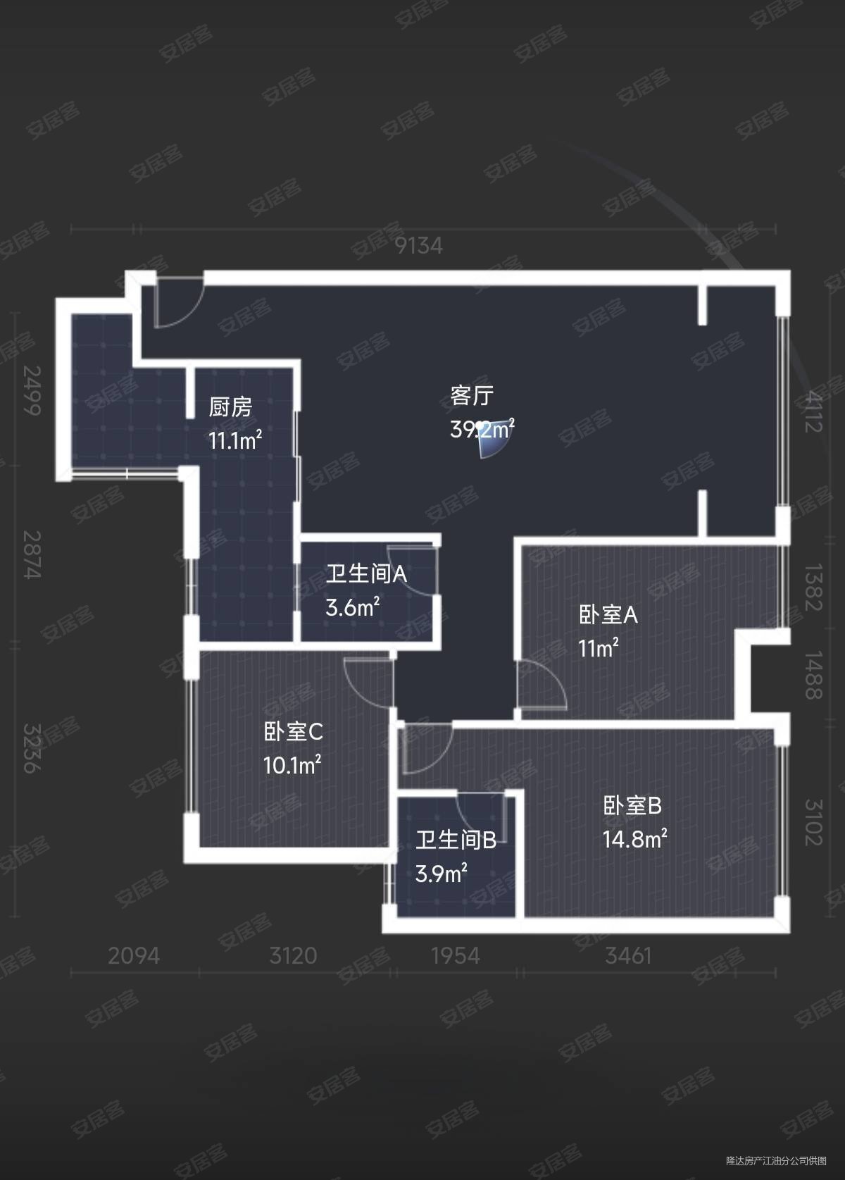 上海广场名仕新苑3室2厅2卫108㎡南北49.8万