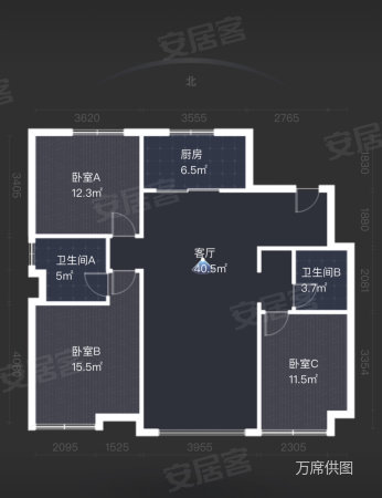 城市玫瑰园3室2厅1卫124.26㎡南北125万