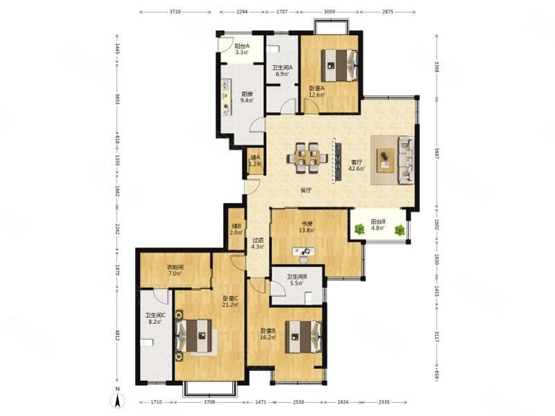 晓港名城一期4室2厅精装修全明户型海景房