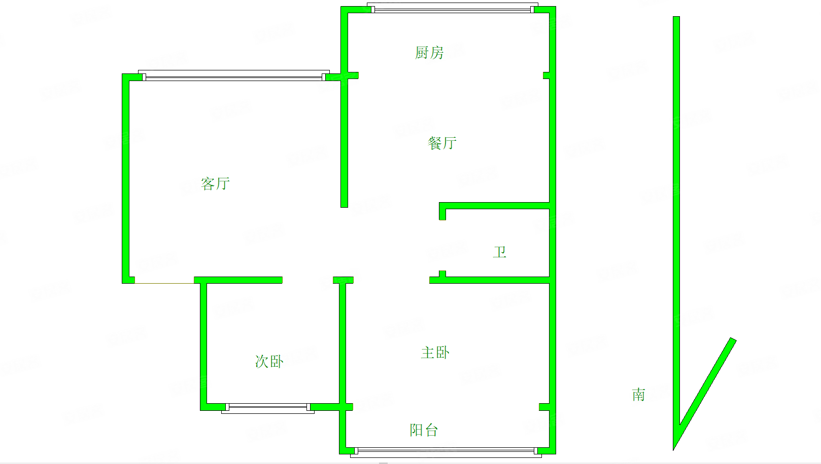 上海市场附近 文博苑 中间楼层 大两居 商品房 南北通透