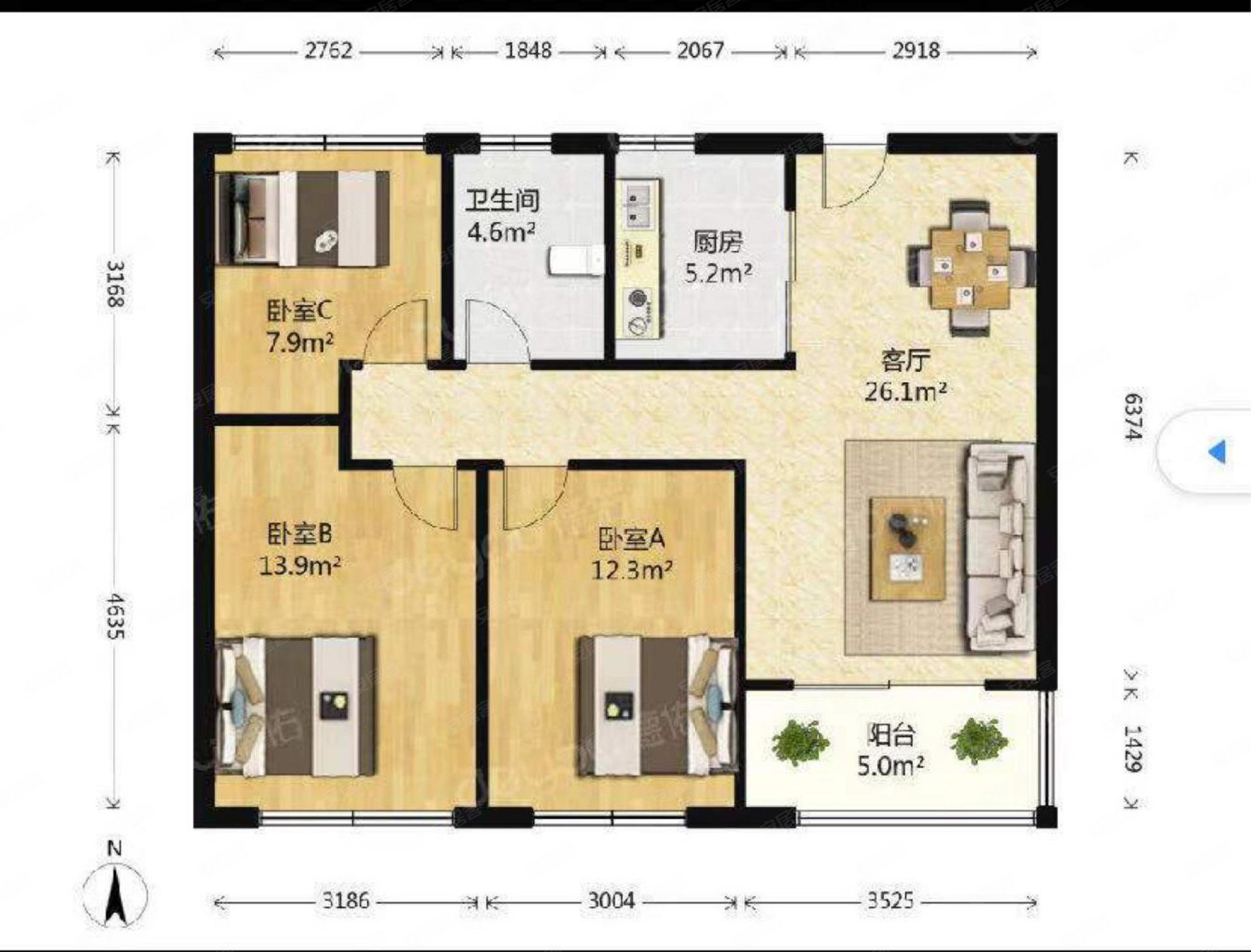 满二,鲁能公馆(建邺)二手房,445万,3室2厅,1卫,89平米-南京安居客