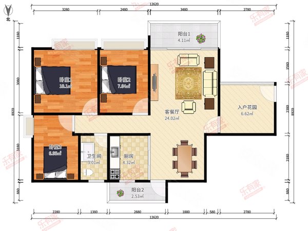广州花都新区保利花城保利花城精装三房电梯房出租房源真实图片