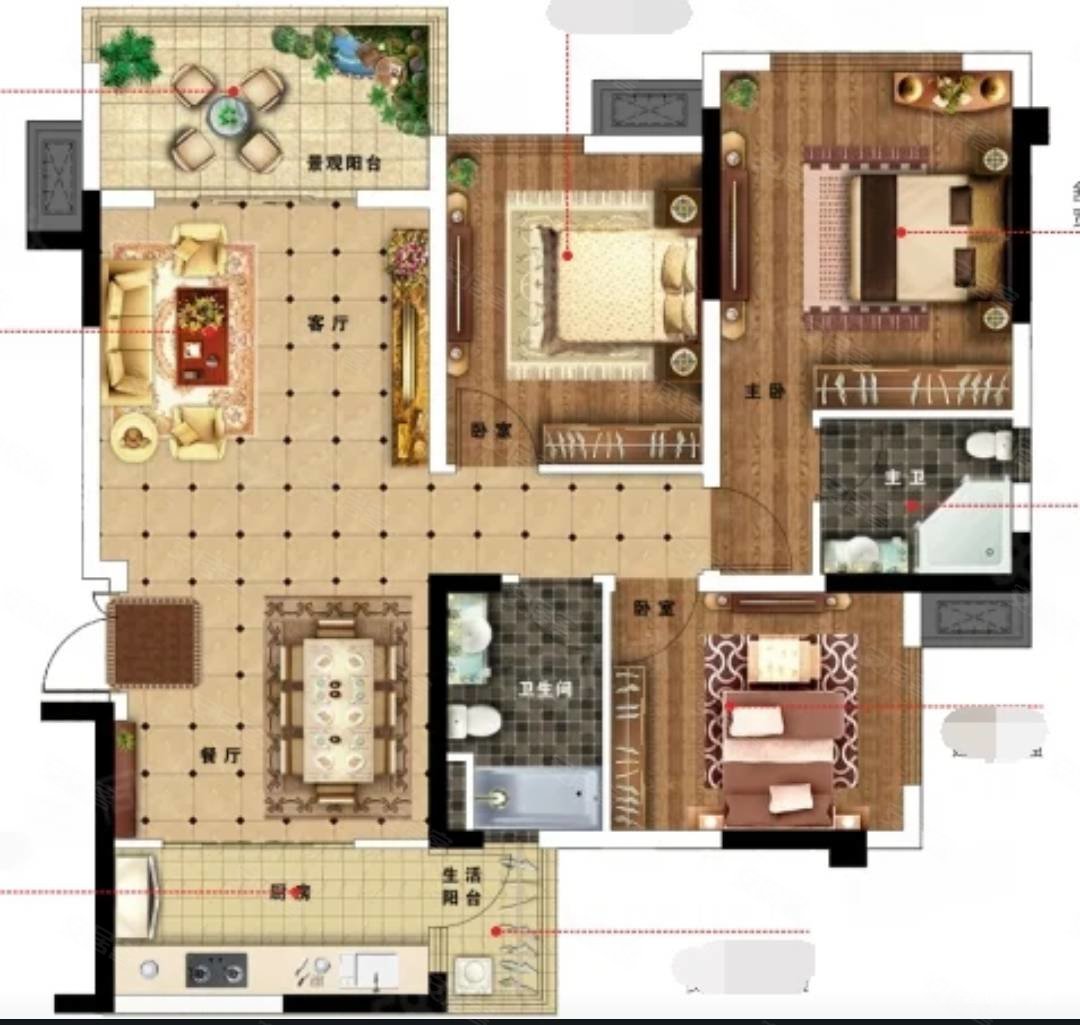 金科集美天宸3室2厅1卫103㎡南北58.6万