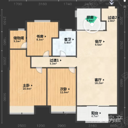 龙湖名景台3室2厅2卫106.19㎡南北288万