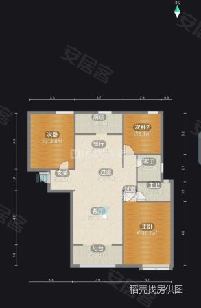 奕铭阳光城3室2厅2卫124㎡南北70万