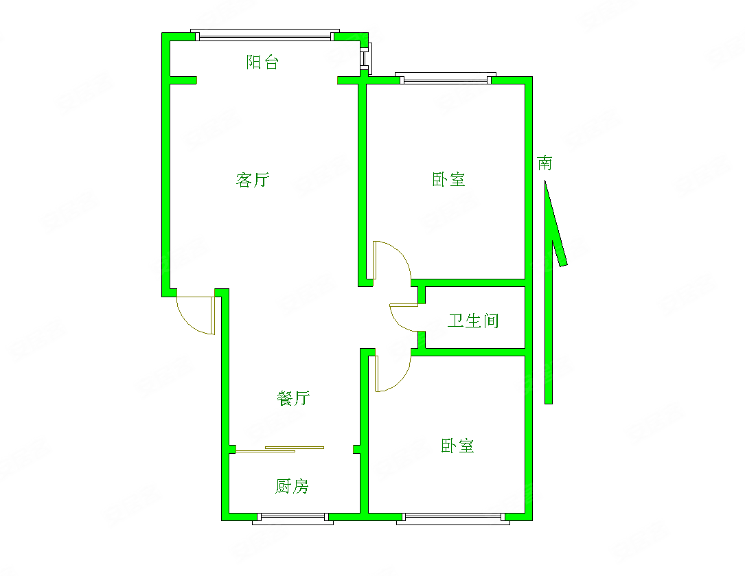 呼得木林大街11号街坊2室2厅1卫81㎡南北81万