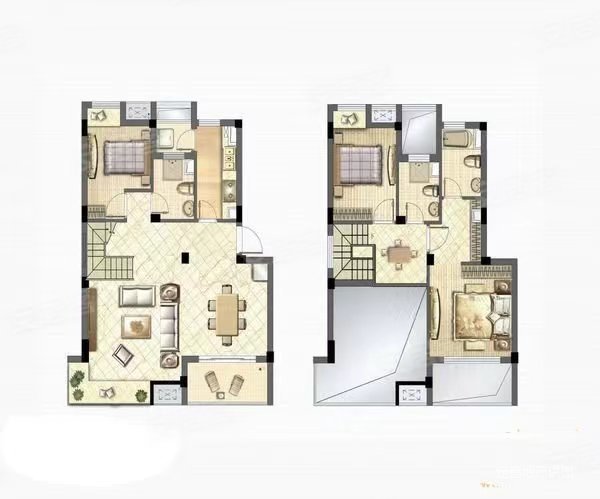 复式房商建公寓6复7 3房2卫84平60平 精装修 领包住
