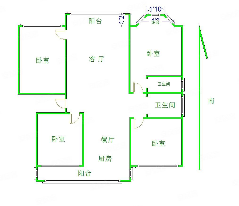 府秀江南4室2厅2卫200㎡南北175万