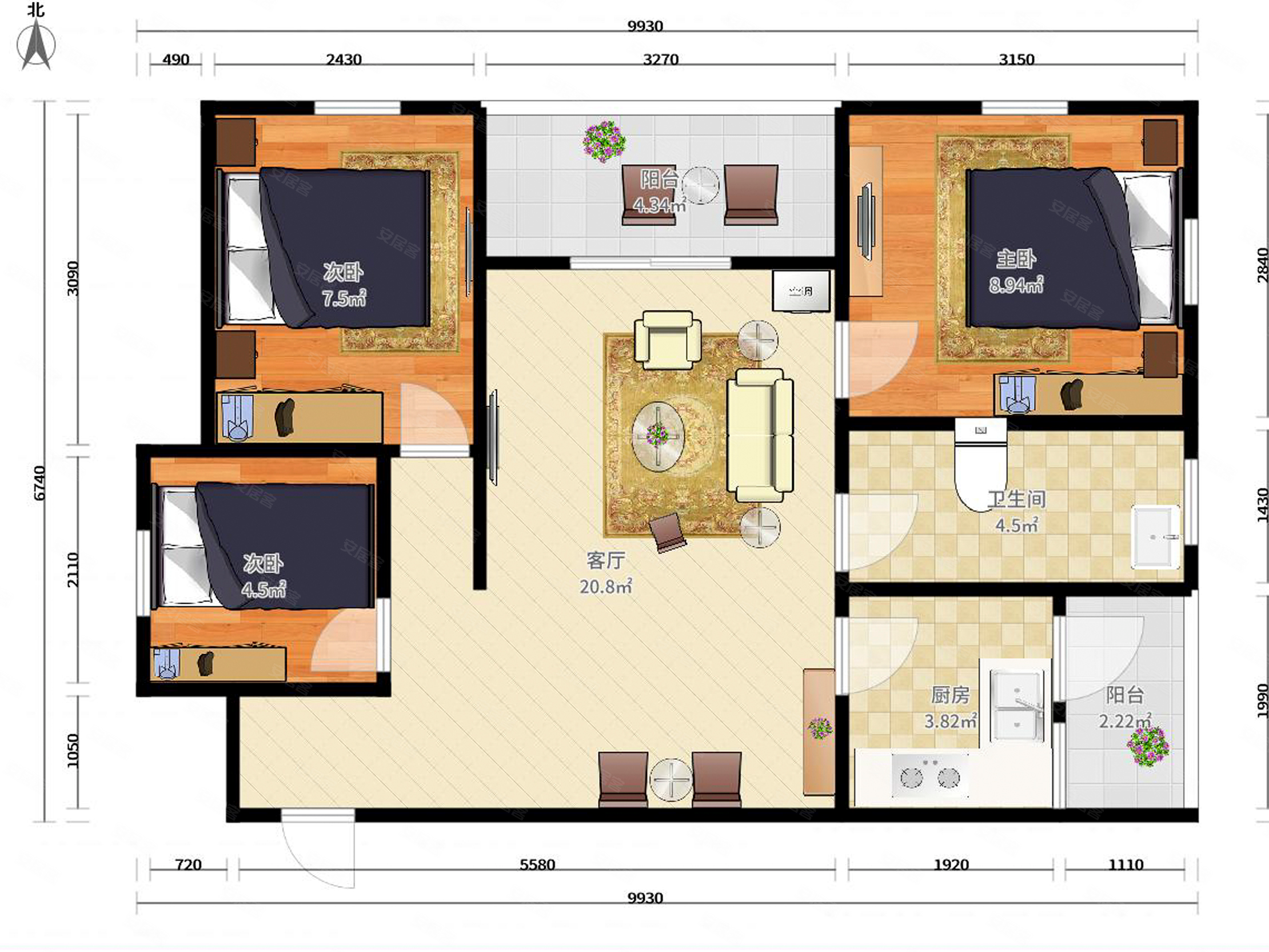 3室2厅富丰新城电梯房满五住房看房方便有钥匙