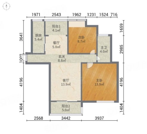 华悦家园2室2厅1卫87.9㎡南北745万