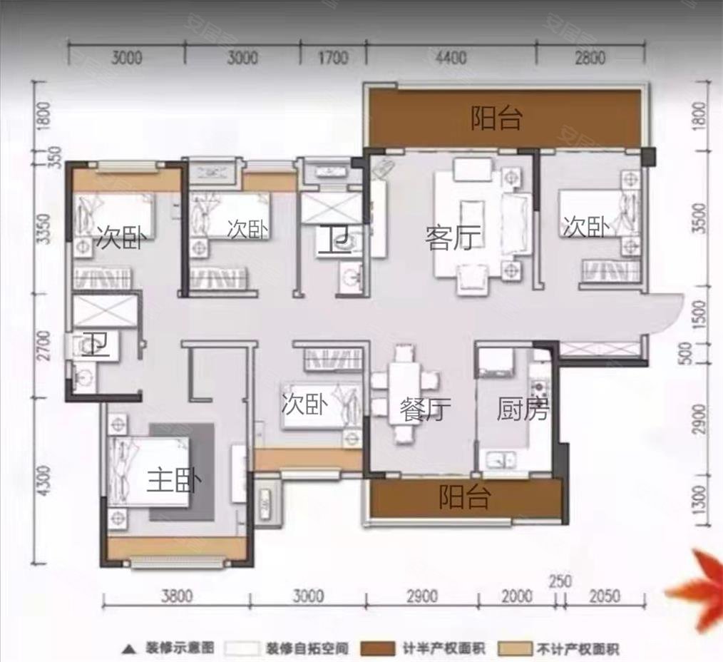 桂林融创万达文化旅游城5室2厅2卫143.8㎡南北133万