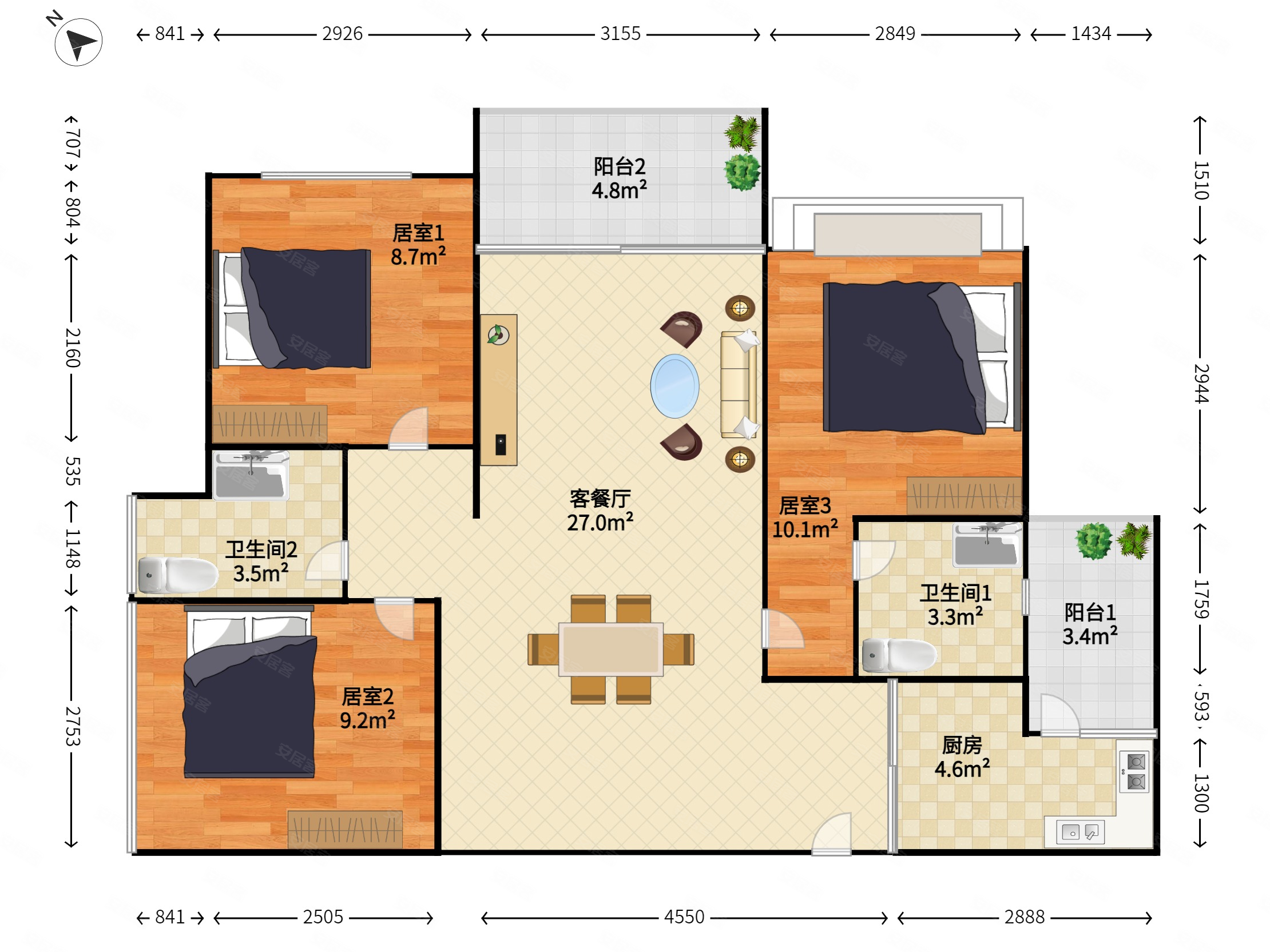华丰前海湾(一期)3室2厅2卫82.41㎡东南0万
