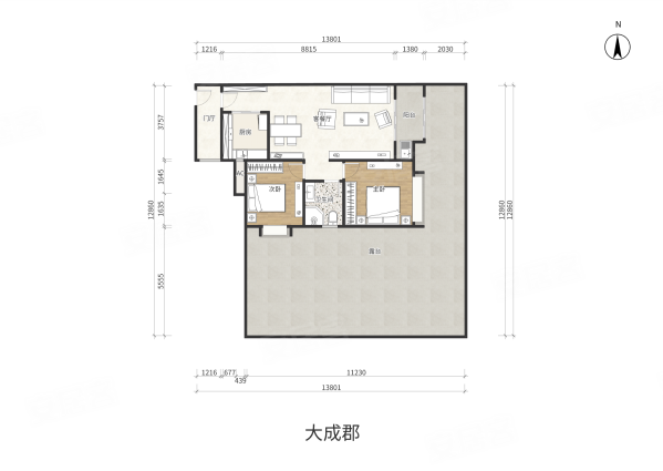 大成郡2室2厅1卫82.59㎡东119.8万