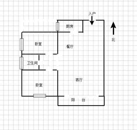 浉河壹号2室2厅1卫80㎡南北52万