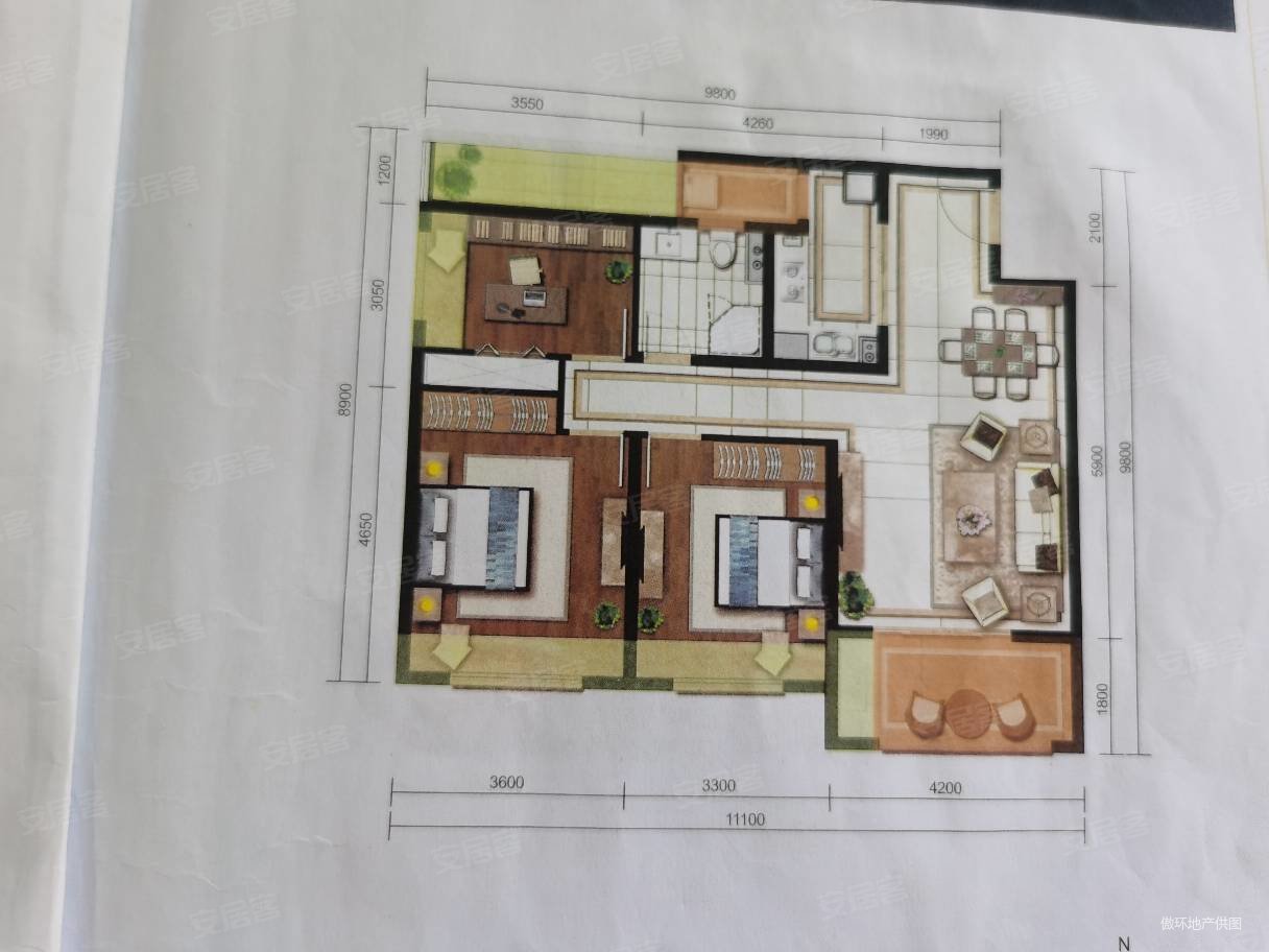 绿地东海岸3室2厅1卫102㎡南北105万