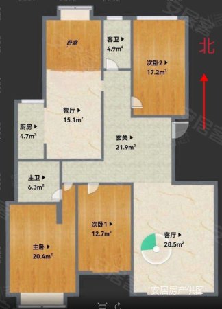 亿峰国际4室2厅2卫186㎡南北145万