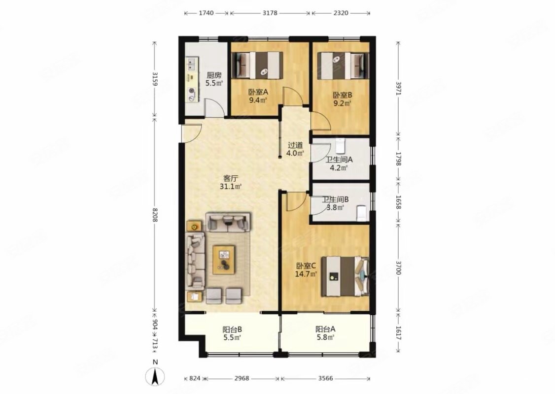 保利海上罗兰 3居  地铁口 三小六中 自住装修  保持很好
