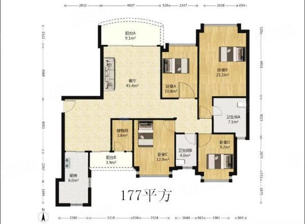 恒大御景半岛4室2厅2卫176.99㎡东南380万