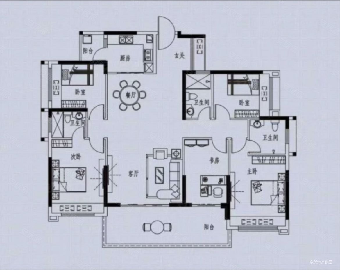 隆生西江花园5室2厅2卫173.8㎡南北328万