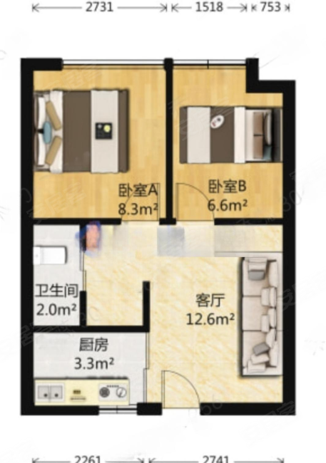 融侨世家(商住楼)2室1厅1卫48.08㎡北47万