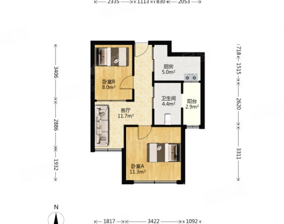 【多图】和源馨苑(西区),西藏北路租房,和源馨苑精装朝南两房密码锁