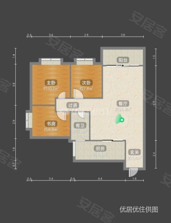 新华春天3室2厅2卫97㎡东南96万