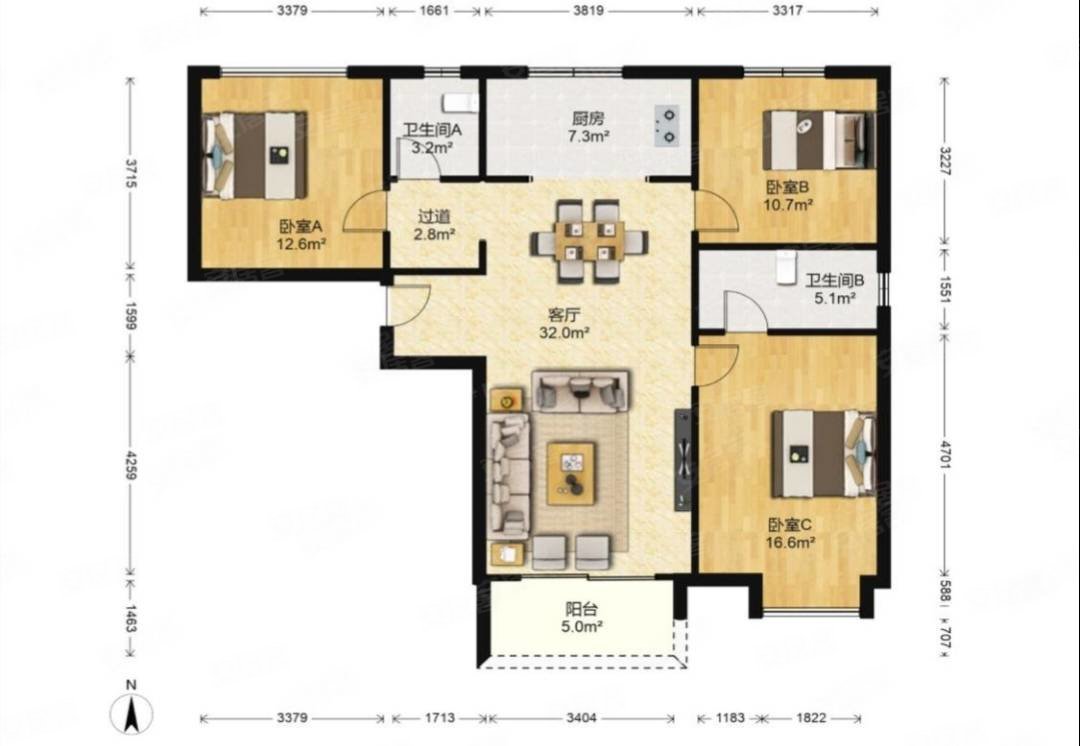 天琴湾  大3室2卫,楼层好,视野好,安静,高新三期双地铁口
