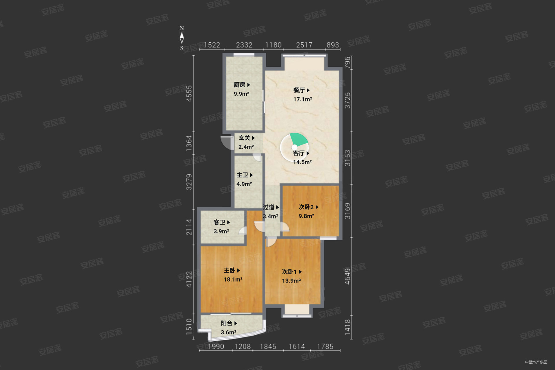 万豪花园3室2厅1卫137㎡南北130万