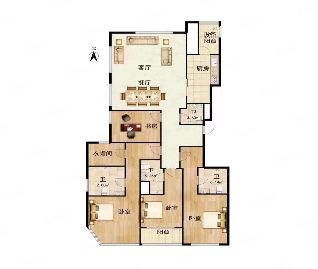 复兴珑御4室2厅4卫231.52㎡南4800万