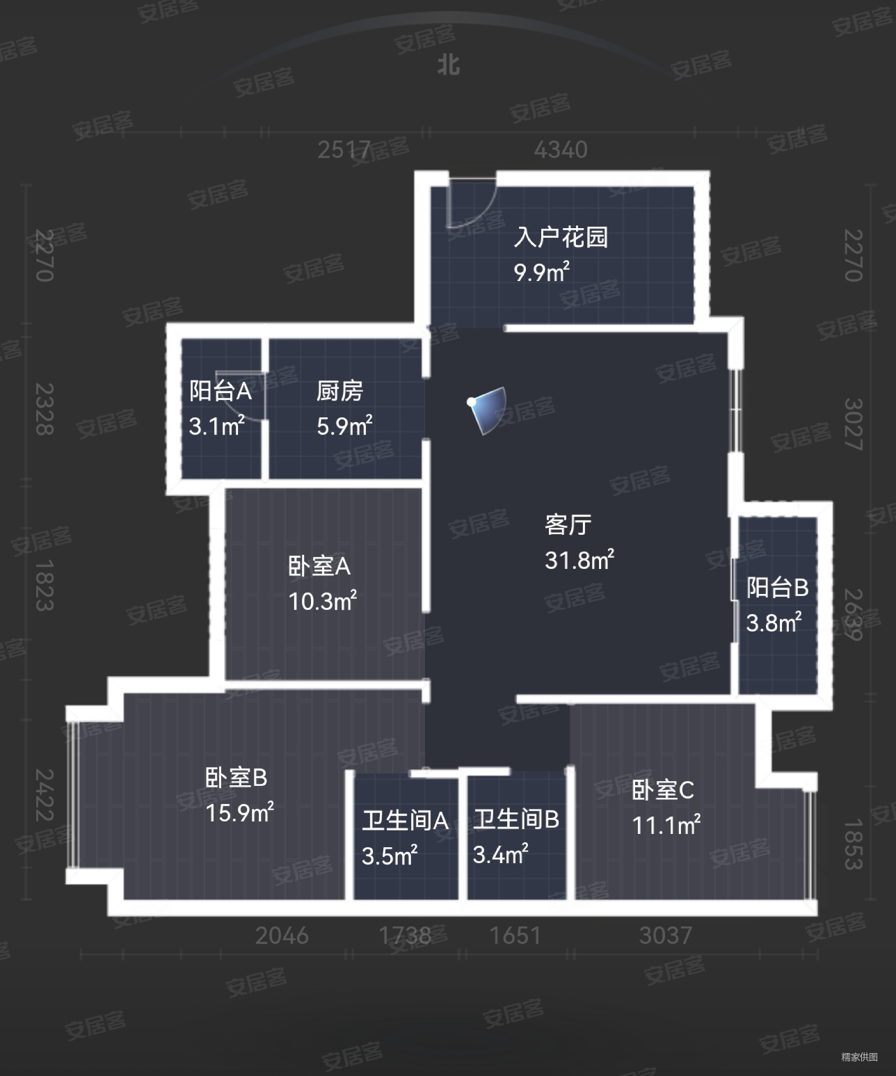 龙光城北四期4室2厅2卫107㎡南113万