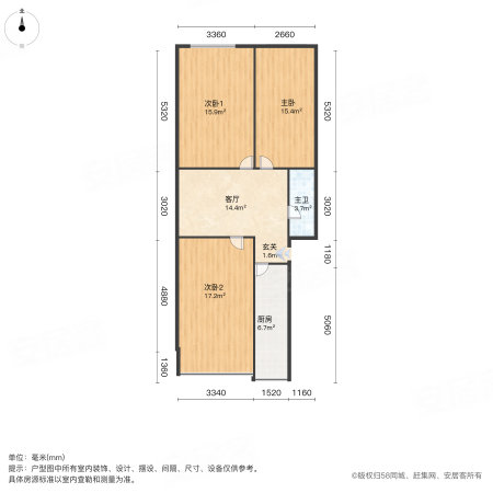 广灵里3室1厅1卫96.58㎡南北202万