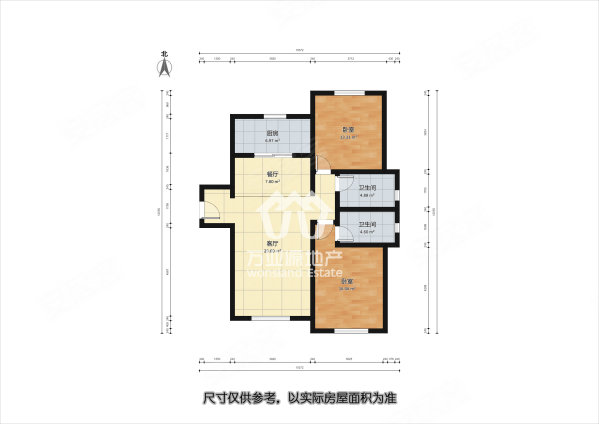 宜禾美嘉园2室2厅2卫108㎡南北166万