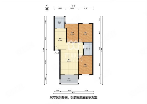 迎宾园3室1厅1卫82.49㎡南北108万