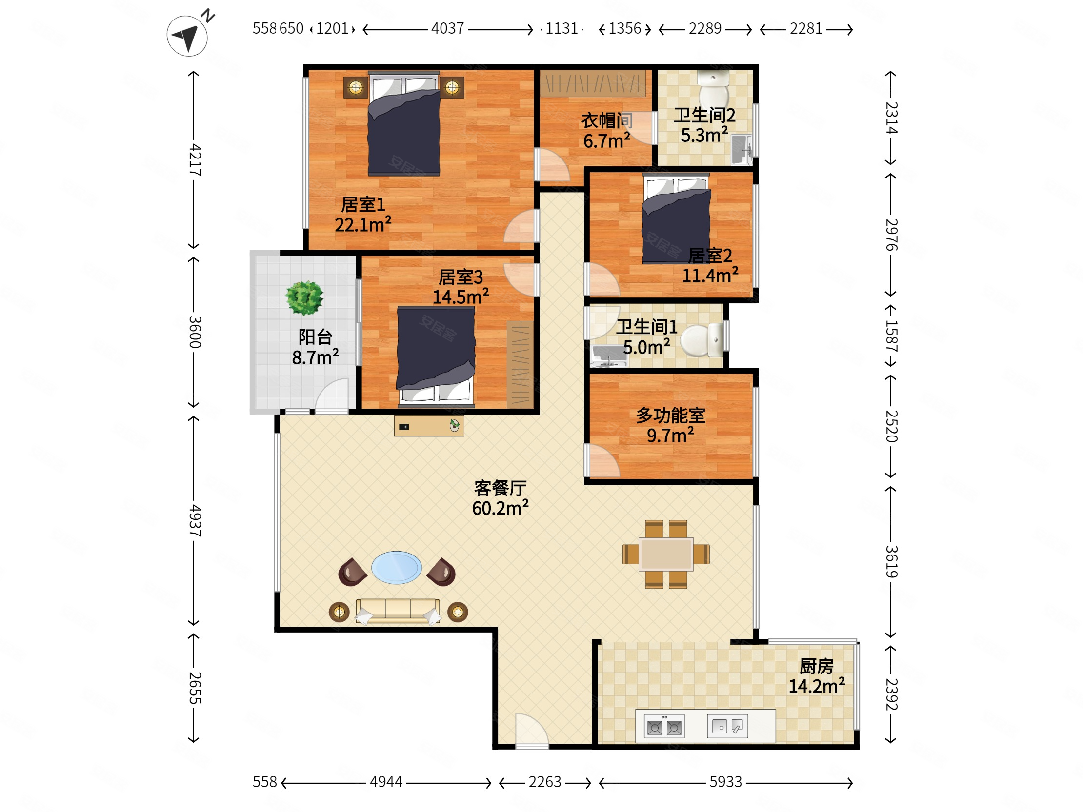 满五住房电梯房176平4室2厅香山美墅采光好
