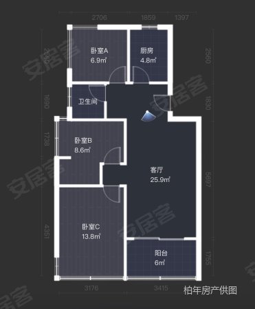 文德艺墅3室2厅1卫93.22㎡南125万