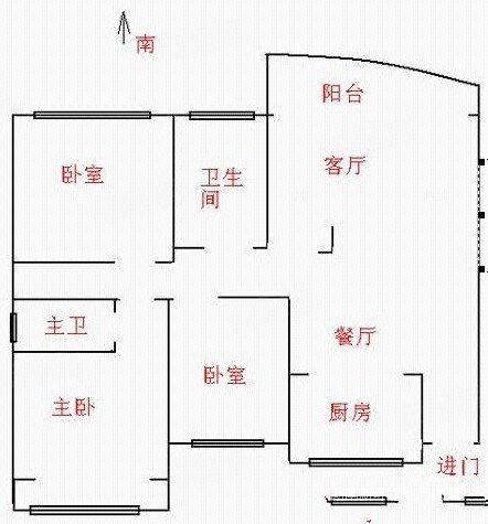 长岭水电八局宿舍3室2厅1卫91.19㎡南北63万