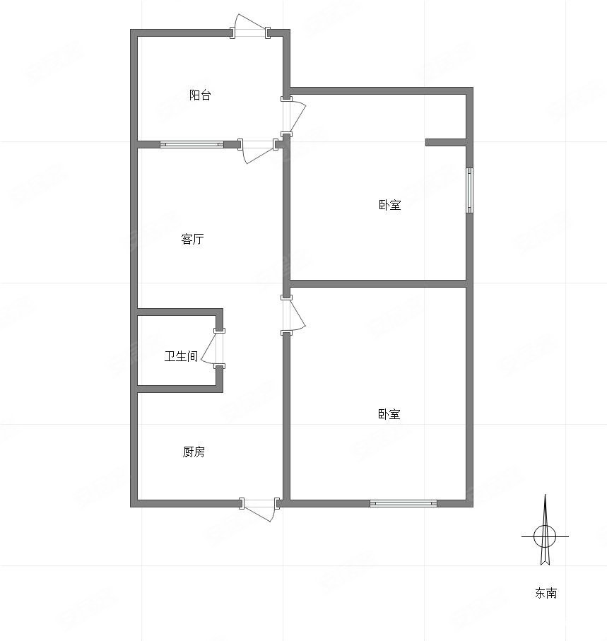 文化一村2室1厅1卫56.79㎡南北23.6万