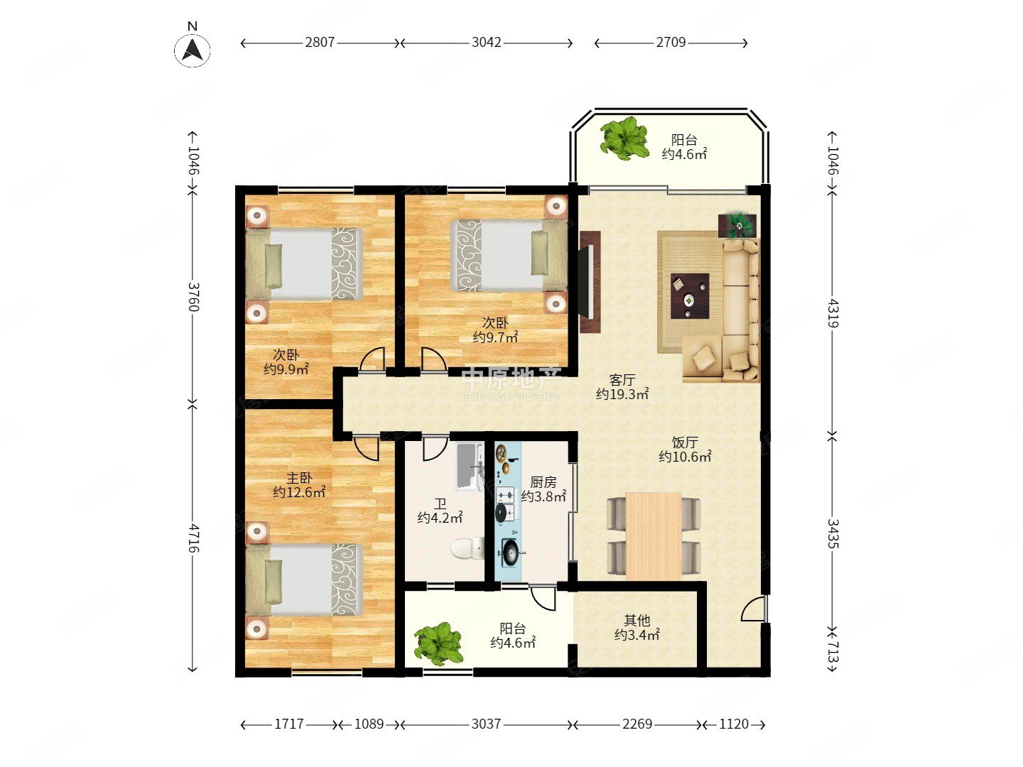 金雅苑3室2厅1卫98㎡北500万