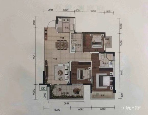 南宁三中 融创九棠府 三房两厅两卫精装,融创九棠府二手房,110万,3室2